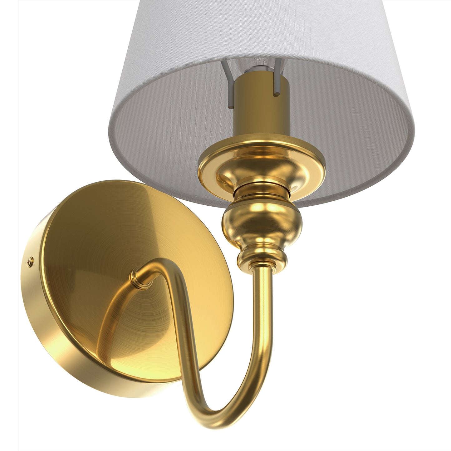 YANSUN 2-Pack 5.9 in. Indoor Wall Sconce Metal Horn with White Linen Shade Traditional E12 Base Non-Integrated Light
