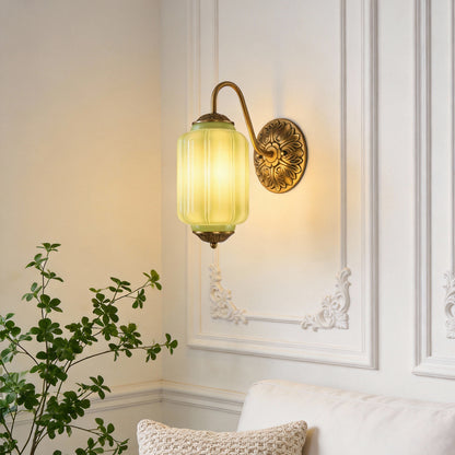 YANSUN Modern1-Light Wall Sconce, 6 in. Curved Arm Copper  E12 Base Metal and Glass Indoor Wall Light with Plum Glass Shade