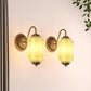 YANSUN Modern1-Light Wall Sconce, 6 in. Curved Arm Copper  E12 Base Metal and Glass Indoor Wall Light with Plum Glass Shade