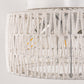 11.8 in. 3-Light White Rattan Flush Mount Ceiling Light for Hallway, Bedroom or Living Room
