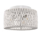 11.8 in. 3-Light White Rattan Flush Mount Ceiling Light for Hallway, Bedroom or Living Room
