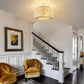 11.8 in. 3-Light White Rattan Flush Mount Ceiling Light for Hallway, Bedroom or Living Room