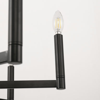 8-Light Black Farmhouse Chandelier with Candle Design for Dining Room, Kitchen Island, or Foyer