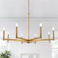 YANSUN 8-Light Brass Chandelier Modern Candle Style Ceiling Light Fixture E12 Hanging Chandelier for Dining Room Living Room Entryway