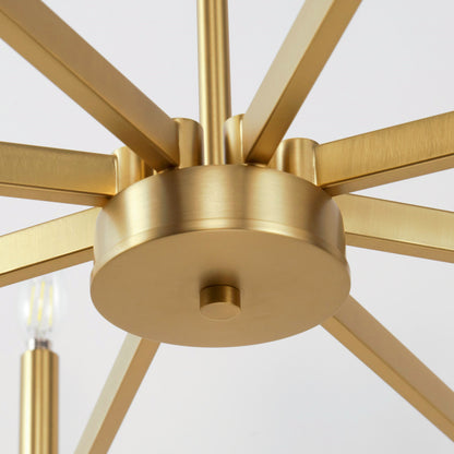 YANSUN 8-Light Brass Chandelier Modern Candle Style Ceiling Light Fixture E12 Hanging Chandelier for Dining Room Living Room Entryway