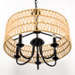 YANSUN 5-Light Matte Black Woven Branch Chandelier Rustic Farmhouse Pendant Light E12