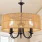 5-Light Hand Woven Rattan Pendant Light, Boho Large Farmhouse Chandelier Rattan Shade for Living Room