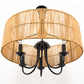 5-Light Hand Woven Rattan Pendant Light, Boho Large Farmhouse Chandelier Rattan Shade for Living Room