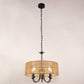 5-Light Hand Woven Rattan Pendant Light, Boho Large Farmhouse Chandelier Rattan Shade for Living Room