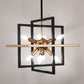 8-Light Black and Gold Modern Geometric Chandeliers, Industrial Adjustable Hanging Sputnik Pendant Light