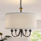 20 in. 5-Light Black Candle Style Empire Chandelier with Fabric Shades for Home Lighting