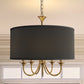20 in. 5-Light Gold Candle Style Empire Chandelier with Black Fabric Shades for Home Lighting