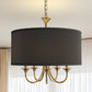 20 in. 5-Light Gold Candle Style Empire Chandelier with Black Fabric Shades for Home Lighting