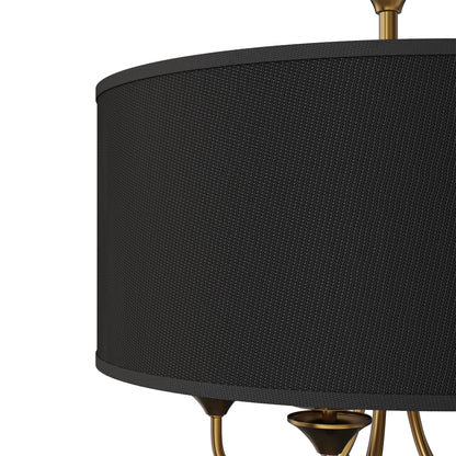 20 in. 5-Light Gold Candle Style Empire Chandelier with Black Fabric Shades for Home Lighting