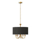 20 in. 5-Light Gold Candle Style Empire Chandelier with Black Fabric Shades for Home Lighting