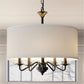 20 in. 5-Light Black Empire Chandelier with Fabric Shades for Dining and Living Room