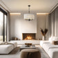 YANSUN 19.7 in. 5-Light KD-Style Chandelier, Black Modern Chandelier with White Shades, Curved Arms, E12 Socket