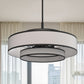 YANSUN 3-Tier 5-Head Matte Black KD Chandelier - Velcro Fabric Shades & Diffuser, 19.7in for Dining Room, E12 Socket