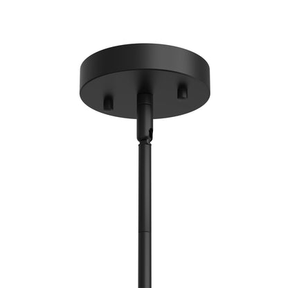 YANSUN 3-Tier 5-Head Matte Black KD Chandelier - Velcro Fabric Shades & Diffuser, 19.7in for Dining Room, E12 Socket