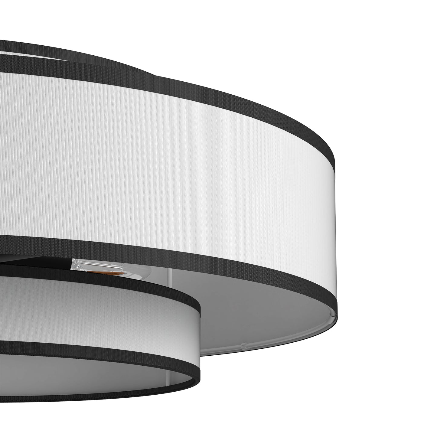 YANSUN 3-Tier 5-Head Matte Black KD Chandelier - Velcro Fabric Shades & Diffuser, 19.7in for Dining Room, E12 Socket