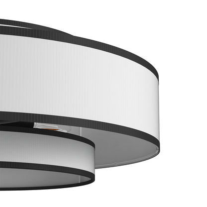 YANSUN 3-Tier 5-Head Matte Black KD Chandelier - Velcro Fabric Shades & Diffuser, 19.7in for Dining Room, E12 Socket