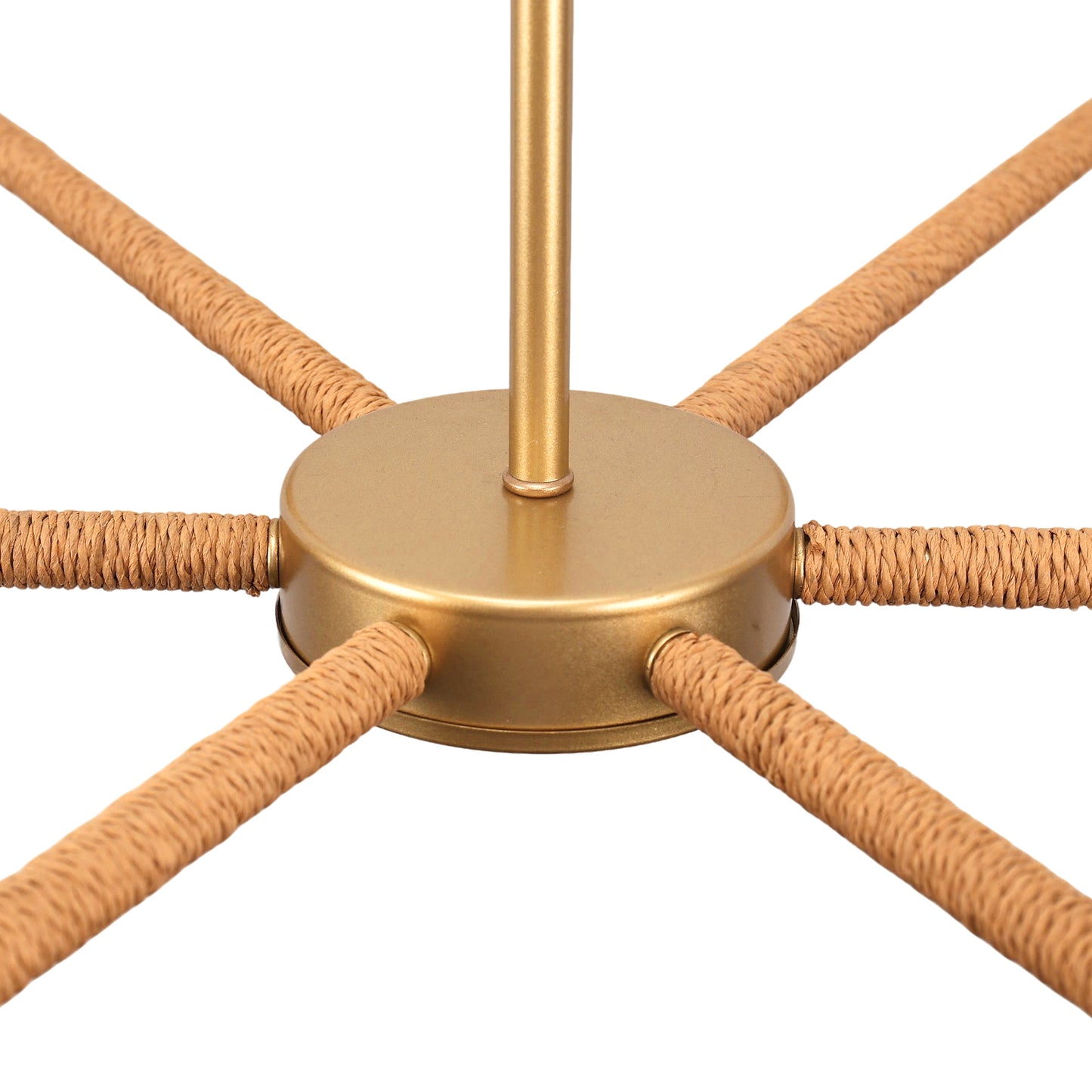 YANSUN 6-Light Woven Shade Chandelier with Metal Frame, Champagne Gold Finish, E12 Bulbs Not Included