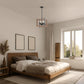 YANSUN 4-Light Rectangular Chandelier with Metal and Wood Frames, Black Matte Finish, E12 Bulbs Not Included