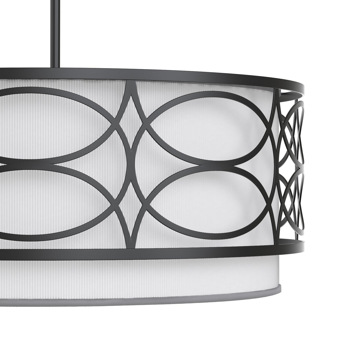 YANSUN 4-Light Drum Shade Chandelier with Circular Cutout Design, Matte Black Finish, E26 Bulbs Not Included