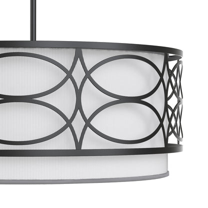 YANSUN 4-Light Drum Shade Chandelier with Circular Cutout Design, Matte Black Finish, E26 Bulbs Not Included