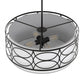 YANSUN 4-Light Drum Shade Chandelier with Circular Cutout Design, Matte Black Finish, E26 Bulbs Not Included
