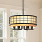 YANSUN 19. 7 in. 6-Light Black Drum Chandelier with Linen Fabric Shade, Traditional Hanging Fixture with E26 Base bulb Excluded