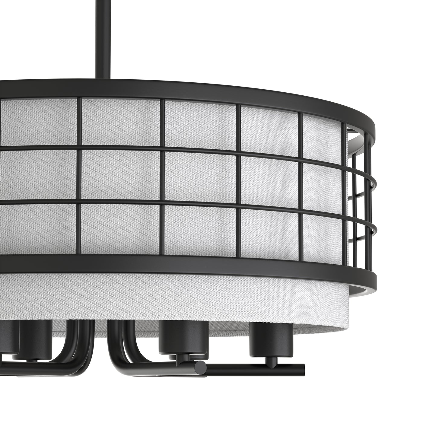 YANSUN 19. 7 in. 6-Light Black Drum Chandelier with Linen Fabric Shade, Traditional Hanging Fixture with E26 Base bulb Excluded