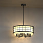 YANSUN 19. 7 in. 6-Light Black Drum Chandelier with Linen Fabric Shade, Traditional Hanging Fixture with E26 Base bulb Excluded