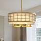 YANSUN 6-Light Drum Chandelier with Linen Shades, Champagne Gold Finish, 19.7-Inch Diameter, Adjustable Hanging Rods