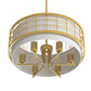 YANSUN 6-Light Drum Chandelier with Linen Shades, Champagne Gold Finish, 19.7-Inch Diameter, Adjustable Hanging Rods