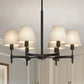 YANSUN 6-Light Twisted Tube Chandelier with Fabric Shades, Matte Black Finish, 26.8-Inch Diameter, Industrial Design