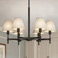 26.8 in 6-Light Matte Black Metal Twisted Tube Chandelier with Fabric Shades, Traditional Branch Hanging Light E12 Base