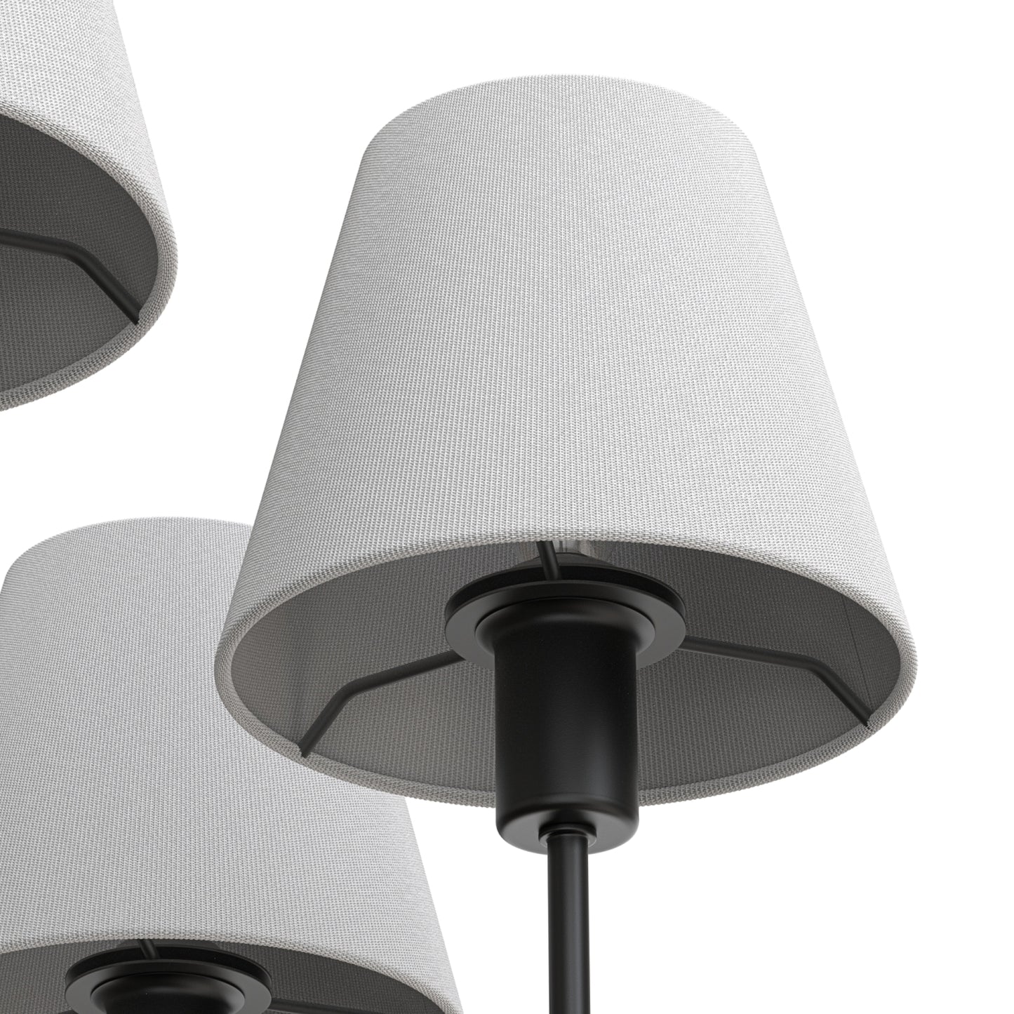 YANSUN 6-Light Twisted Tube Chandelier with Fabric Shades, Matte Black Finish, 26.8-Inch Diameter, Industrial Design