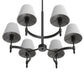 YANSUN 6-Light Twisted Tube Chandelier with Fabric Shades, Matte Black Finish, 26.8-Inch Diameter, Industrial Design