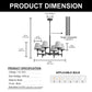 YANSUN 6-Light Twisted Tube Chandelier with Fabric Shades, Matte Black Finish, 26.8-Inch Diameter, Industrial Design