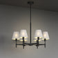 YANSUN 6-Light Twisted Tube Chandelier with Fabric Shades, Matte Black Finish, 26.8-Inch Diameter, Industrial Design