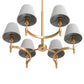 YANSUN 6-Light Twisted Tube Chandelier with Fabric Shades, Dark Gold Finish, 26.8-Inch Diameter, Traditional Design
