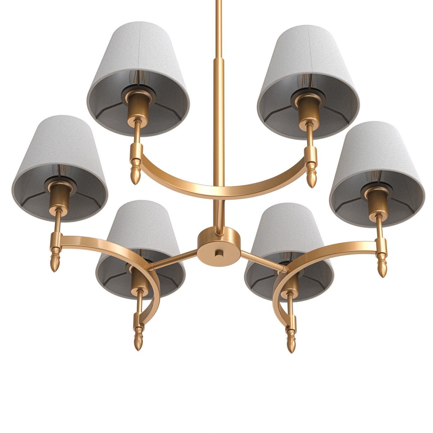 YANSUN 6-Light Twisted Tube Chandelier with Fabric Shades, Dark Gold Finish, 26.8-Inch Diameter, Traditional Design