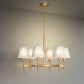 YANSUN 6-Light Twisted Tube Chandelier with Fabric Shades, Dark Gold Finish, 26.8-Inch Diameter, Traditional Design