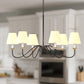 YANSUN 6-Light Drum Chandelier with Linen Shades, Black & Brushed Copper Finish, 36.7-Inch Diameter, 85-Inch Height, ETL