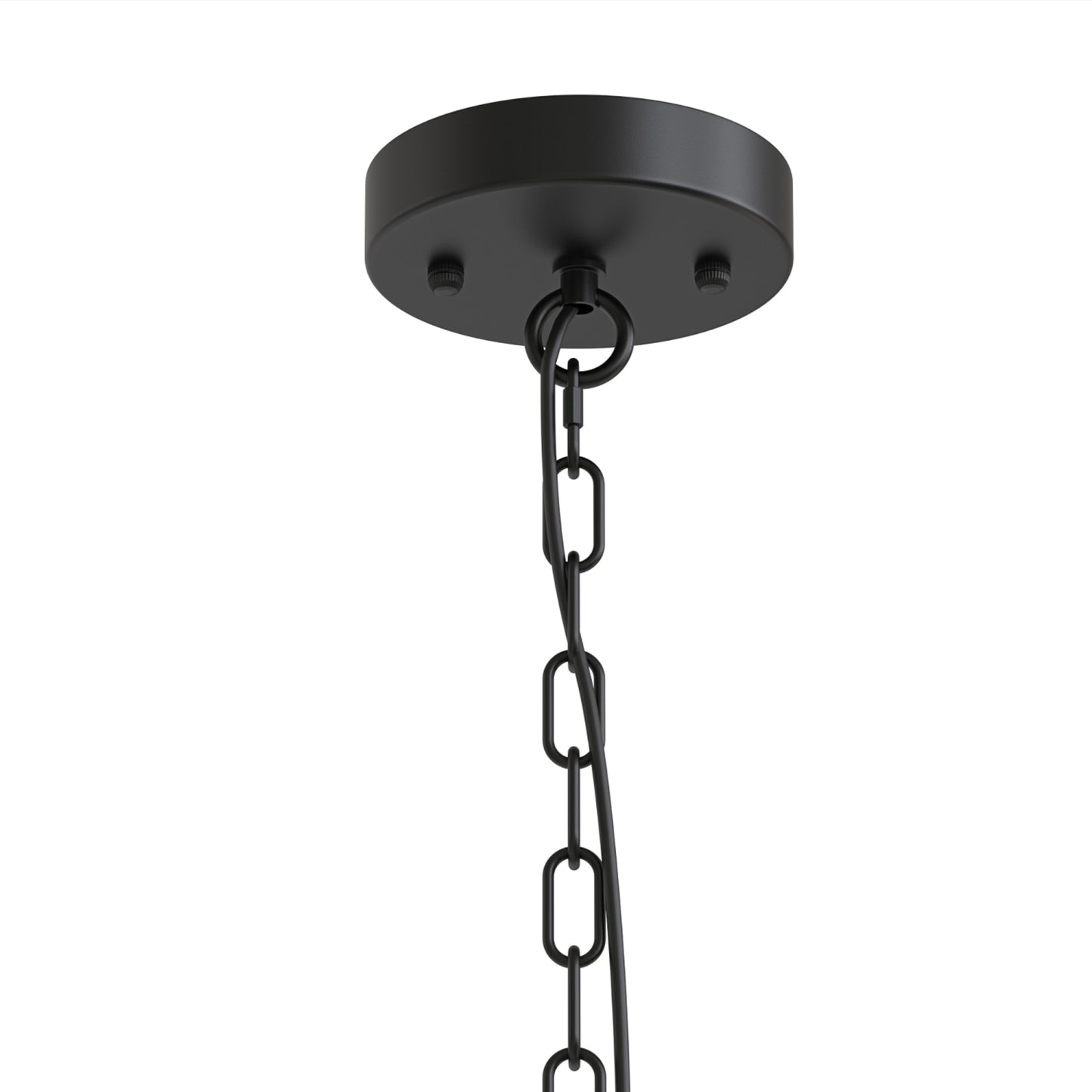 YANSUN 6-Light Drum Chandelier with Linen Shades, Black & Brushed Copper Finish, 36.7-Inch Diameter, 85-Inch Height, ETL