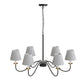 YANSUN 6-Light Drum Chandelier with Linen Shades, Black & Brushed Copper Finish, 36.7-Inch Diameter, 85-Inch Height, ETL