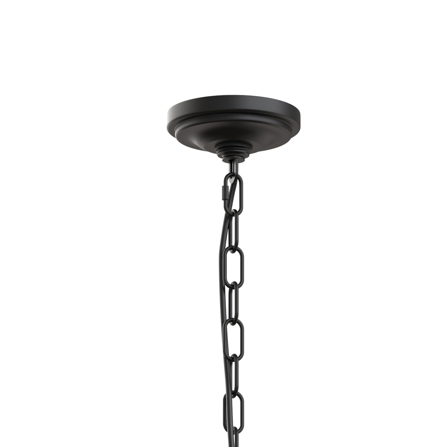 YANSUN 6 Light Ring Matte Black and Gold Chandelier with Drum Metal Shade and 51.2 in. Chain, No Bulbs Included for Kitchen