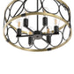YANSUN 6 Light Ring Matte Black and Gold Chandelier with Drum Metal Shade and 51.2 in. Chain, No Bulbs Included for Kitchen