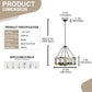 YANSUN 6 Light Ring Matte Black and Gold Chandelier with Drum Metal Shade and 51.2 in. Chain, No Bulbs Included for Kitchen